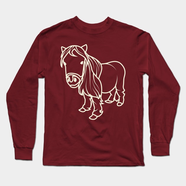 Aesthetic Lineart Cute Mini Horse Long Sleeve T-Shirt by crissbahari